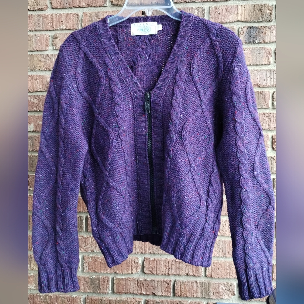 Purple Blarney Mills Wool Zip Sweater